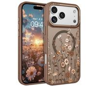 BENTOBEN - Carcasa para iPhone 17 Pro Max, Aesthetic Flower con diseño magnético compatible con Magsafe Mat Funda Ultra Fina Case antigolpes Bumper Protection Marrón Cover iPhone 17 Pro Max 6.9