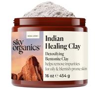 Bentonite Clay by Sky Organics (16 oz) 100% Pure Bentonite Clay Indian Healing Clay Face Mask for Oily Blemish-Prone Skin Pore Purifying Face Mask Detoxifying Face Mask for Blemishes