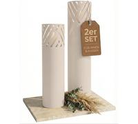 BENTSON Columna para luz de Viento, diseño de Color Blanco Sombra, Juego de 2 Unidades, columnas Decorativas para jardín en diseño Industrial, portavelas para Exteriores e Interiores, Farol Exterior