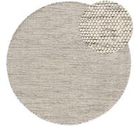 Benuta Alfombra de lana beige/negro ø 150 redondo