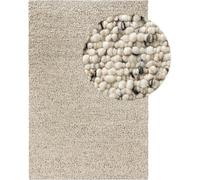 benuta Alfombra de Lana Patch Rectangular - Blanco/Negro, 120 x 170 cm