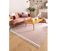 benuta Alfombra de lana pop Karla - Rosa, 80 x 120 cm, algodón, lana, rectangular y de estilo liso, Hygge & Cozy, minimalista, fácil de limpiar para salón, dormitorio