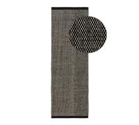 benuta alfombra de lana Rocco runner - negro, 80 x 250 cm