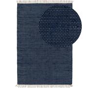 benuta Pop Alfombra Algodón Tom - Azul Oscuro 160x230 cm - Tejida a Mano para Dormitorio, Sala de Estar y Salon - 100% Reciclado - Apta para Suelos radiantes