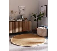 benuta Alfombra de sisal Pure Greta, 100% sisal, redonda y en estilo: cenefa, lisa, natural Living, Scandi Living, fácil de limpiar, para salón, dormitorio, beige, diámetro de 150 cm redonda