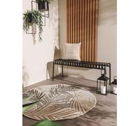 Benuta Alfombra Nest Cleo - Fibra sintética - Apta para Exteriores - Redonda y en Estilo: Botanicals & Florals - Fácil de Limpiar para salón Dormitorio | Negro | Diámetro 150 cm Redondo