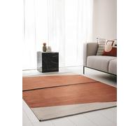 benuta Alfombra pop de algodón Lenny, 100 % algodón, rectangular y en estilo: abstracta, geométrica, rayas, minimalista, vida natural, retro, fácil de limpiar para salón, terracota, 120 x 170 cm