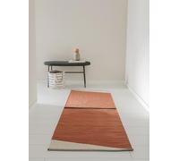 benuta Alfombra pop de algodón Lenny, terracota, 70 x 200 cm, 100 % algodón, estilo abstracto, geométrica, rayas, minimalista, vida natural, retro, fácil de limpiar para salón