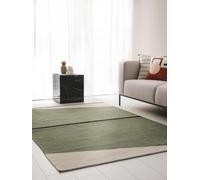 benuta Alfombra pop de algodón Lenny, verde, 120 x 170 cm, 100 % algodón, rectangular y en estilo: abstracto, geométrica, rayas, minimalista, vida natural, retro, fácil de limpiar para sala de estar