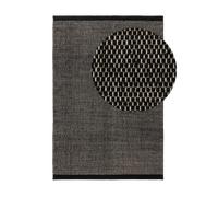 benuta Alfombra Rocco Rectangular de Lana - Negro, 70 x 140 cm