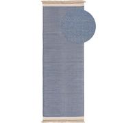 benuta alfombra de lana Karla runner - azul, 80 x 250 cm