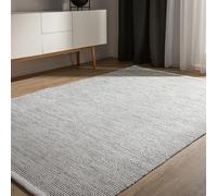 benuta Basic Alfombra Algodon Ron - Beis/Negro 200x290 cm - 100% Tejida a Mano - Estilo: Uni, Minimalista, Natural - Fácil Cuidado para Salon, Sala de Estar y Dormitorio