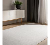benuta Basic Alfombra Algodon Ron - Blanco 140x200 cm - 100% Tejida a Mano - Estilo: Uni, Minimalista, Natural - Fácil Cuidado para Salon, Sala de Estar y Dormitorio
