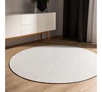 benuta Basic Alfombra Algodon Ron - Blanco 200 cm Redonda - 100% Tejida a Mano - Estilo: Uni, Minimalista, Natural - Fácil Cuidado para Salon, Sala de Estar y Dormitorio