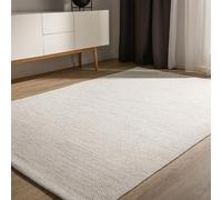 benuta Basic Alfombra Algodon Ron - Crema 350x450 cm - 100% Tejida a Mano - Estilo: Uni, Minimalista, Natural - Fácil Cuidado para Salon, Sala de Estar y Dormitorio