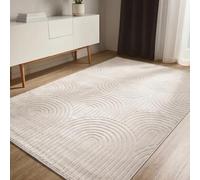 benuta Basic Alfombra Salon Claire - Crema 120x170 cm - Minimalista para Dormitorio, Sala de Estar en Estilo Retro geométrico - Fácil de Limpiar - Apta para Suelos radiantes