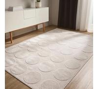 benuta Basic Alfombra Salon Claire - Crema 140x200 cm - Minimalista para Dormitorio, Sala de Estar en Estilo Retro geométrico - Fácil de Limpiar - Apta para Suelos radiantes