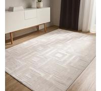 benuta Basic Alfombra Salon Claire - Crema 140x200 cm - Minimalista para Dormitorio, Sala de Estar en Estilo Retro geométrico - Fácil de Limpiar - Apta para Suelos radiantes