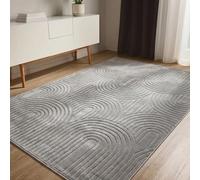 benuta Basic Alfombra Salon Claire - Gris 140x200 cm - Minimalista para Dormitorio, Sala de Estar en Estilo Retro geométrico - Fácil de Limpiar - Apta para Suelos radiantes