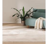 benuta Basic Alfombra Salon Furry - Beis 160x230 cm - De Piel sintética - Suave para Sala y Dormitorio - Base Antideslizante - Lavable - Compatible con calefacción bajo Suelo