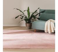 benuta Basic Alfombra Salon Furry - Rosa 140x200 cm - De Piel sintética - Suave para Sala y Dormitorio - Base Antideslizante - Lavable - Compatible con calefacción bajo Suelo