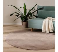 benuta Basic Alfombra Salon Furry - Topo Redonda 160 cm - De Piel sintética - Suave para Sala y Dormitorio - Base Antideslizante - Lavable - Compatible con calefacción bajo Suelo
