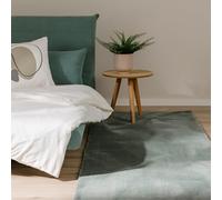 benuta Basic Alfombra Salon Furry - Verde 70x200 cm - De Piel sintética - Suave para Sala y Dormitorio - Base Antideslizante - Lavable - Compatible con calefacción bajo Suelo