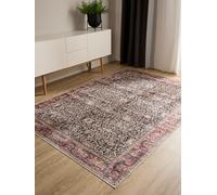 benuta Basic Alfombra Salon George - Multicolor/Rojo 60x120 cm - Fibra sintética - Lavable - Rectangular & Estilo: Vintage, Elegante, Retro, Abstracto para Sala de Estar, Dormitorio, Entrada