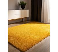 benuta Basic Alfombra Salon Pelo Largo Sohari salón - Amarillo 200x250 cm - Minimalista - Suave Lavable - Dormitorio, Pasillo, Comedor - Suelo Radiante
