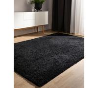 benuta Basic Alfombra Salon Pelo Largo Sohari salón - Negro 200x250 cm - Minimalista - Suave Lavable - Dormitorio, Pasillo, Comedor - Suelo Radiante