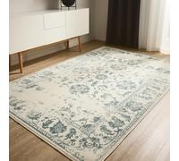 benuta Basic Alfombra Salon Suki - Crema/Menta 120x170 cm - Sintético - Rectangular Vintage Oriental - Fácil salón Dormitorio