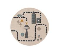 Benuta LYTTE Juno Alfombra Infantil, Fibra sintética, Redonda, fácil de Limpiar, para habitación Infantil, Color Beige, diámetro de 120 cm, Redonda