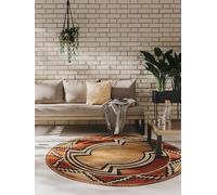 benuta Nest Alfombra Exterior Interior Artis - Beige/Cobre 160 cm Redonda - Resistente para Balcón, Terraza, Jardín - Salon, Dormitorio, Cocina & Sala de Estar - Botánico, Floral, Vintage, Abstracto
