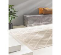 benuta Nest Alfombra Exterior Interior Bonte - Crema 160x230 cm - Resistente y Fácil de Limpiar - para Balcón, Terraza, Jardín - Cocina & Sala de Estar - Geométrica, Estilo Boho, Hygge Cozy