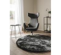 benuta Nest Alfombra Salon de Pelo Largo Whisper - Antracita Redonda 80 cm - Suave y Acogedora para Dormitorio y Sala de Estar - Fácil de Limpiar - Apta para Suelos radiantes
