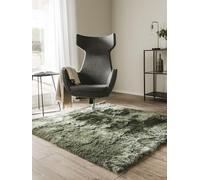 benuta Nest Alfombra Salon de Pelo Largo Whisper - Verde 150x150 cm - Suave y Acogedora para Dormitorio y Sala de Estar - Fácil de Limpiar - Apta para Suelos radiantes