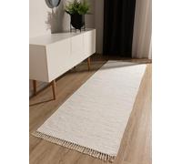 benuta Pop Alfombra Algodón Tom - Crema 70x200 cm - Tejida a Mano para Dormitorio, Sala de Estar y Salon - 100% Reciclado - Apta para Suelos radiantes