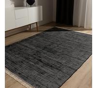 benuta Pop Alfombra Algodón Tom - Negro 200x300 cm - Tejida a Mano para Dormitorio, Sala de Estar y Salon - 100% Reciclado - Apta para Suelos radiantes