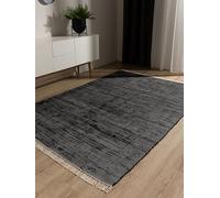 benuta Pop Alfombra Algodón Tom - Negro 60x100 cm - Tejida a Mano para Dormitorio, Sala de Estar y Salon - 100% Reciclado - Apta para Suelos radiantes