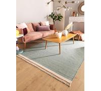 benuta Pop - Alfombra de lana Karla - Menta 120x170 cm - Algodón, lana - Rectangular y en estilo: liso, Hygge y acogedor, minimalista - De fácil cuidado para salón, dormitorio