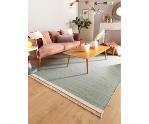 benuta Pop - Alfombra Karla - Menta 160x230 cm - Algodón, lana - Rectangular y en estilo: liso, Hygge y acogedor, minimalista - De fácil cuidado para salón y dormitorio