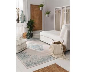 benuta Pop Alfombra Salon Laury - Turquesa 200x300 cm - Fibra sintética - Rectangular & Estilo: Vintage, Elegante, Retro, Abstracto para Sala de Estar, Comedor, Dormitorio, Entrada