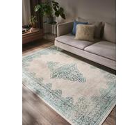 benuta Pop Alfombra Salon Laury - Turquesa 250x350 cm - Fibra sintética - Rectangular & Estilo: Vintage, Elegante, Retro, Abstracto para Sala de Estar, Comedor, Dormitorio, Entrada