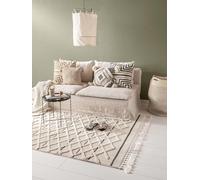 benuta Pop Alfombra Salon OYO - Crema 80x150 cm - Elegante Estética Boho para Dormitorio y Sala de Estar - Tejida a Máquina - Apta para Suelos radiantes