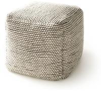 Benuta Puf de lana hecho a mano beige/negro 45x45x45