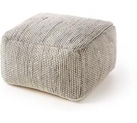 Benuta Puf de lana hecho a mano beige/negro 55x55x30