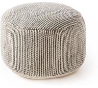 Benuta Puf de lana hecho a mano beige/negro 55x55x30