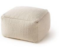 benuta Puf de lana hecho a mano Rocco rectangular - blanco