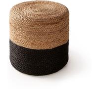 Benuta Puf de yute hecho a mano marrón claro/negro 40x40x40