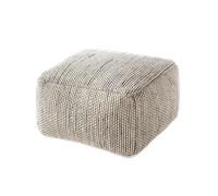 benuta Puf rectangular de lana Rocco hecho a mano Weiß